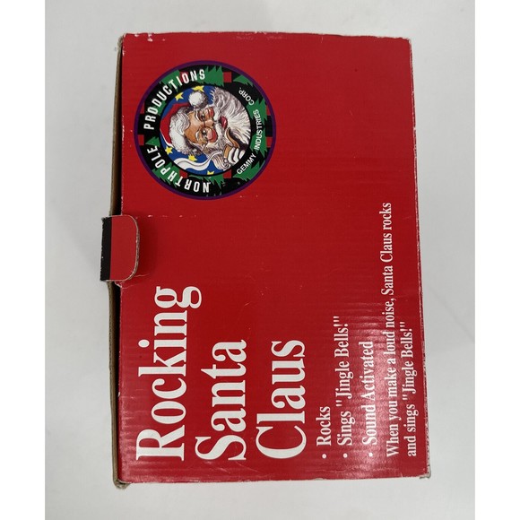 Christmas Santa Claus in Rocking Chair 16" TALL, MUSIC Sings Jingle Bells 1991 - Picture 5 of 13